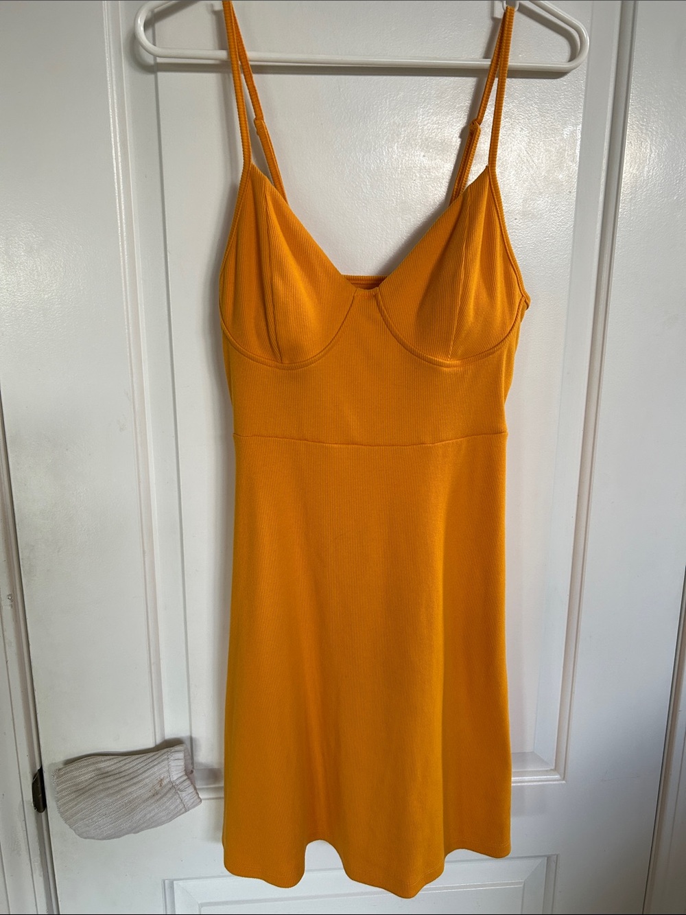 wild fable Ribbed Dress in Vibrant Mustard-M
